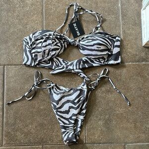 Skatie Zebra Print Bikini - Black and White